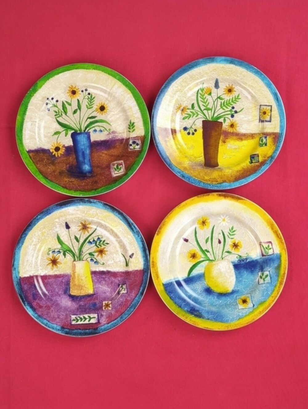 Tabletrendz By Sakura Stoneware Salad Plates And Latch Canister Floral Applique - Picture 4 of 17